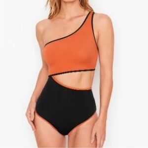 Victorias Secret Swim Como One Shoulder Cutout One Piece Color Block Swimsuit S